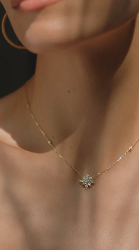 Golden Lilly Flower Necklace - Image 7