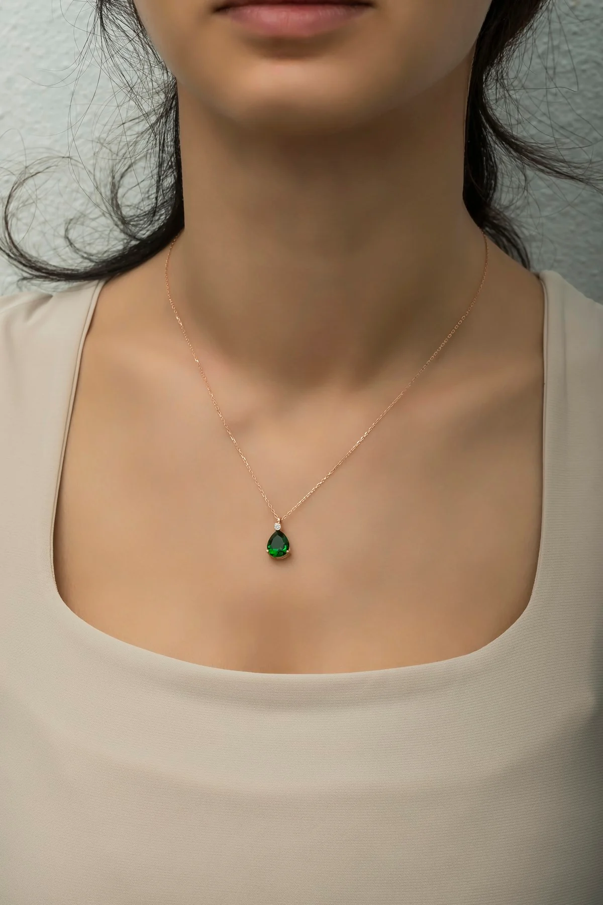 Green drop zircon stone Necklace - Image 2