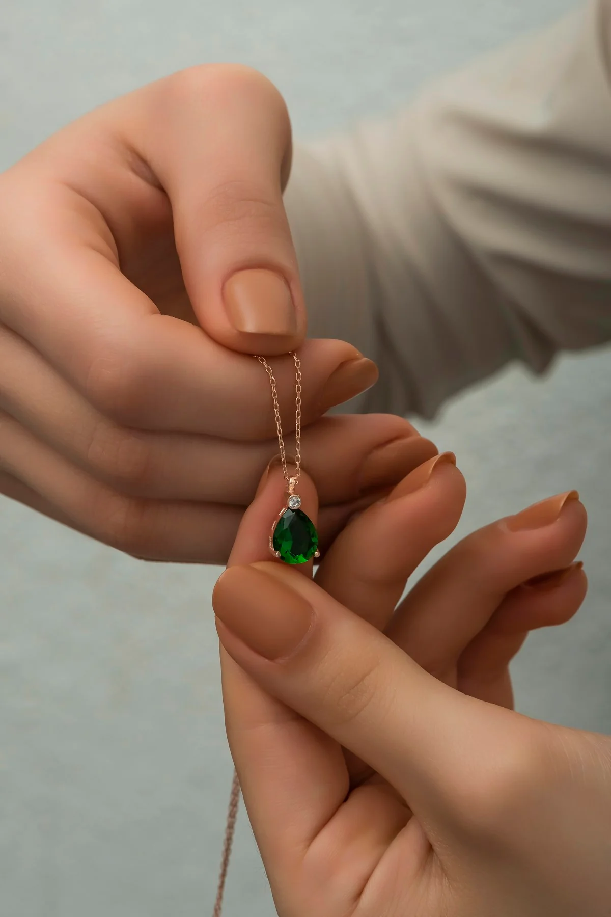 Green drop zircon stone Necklace - Image 3