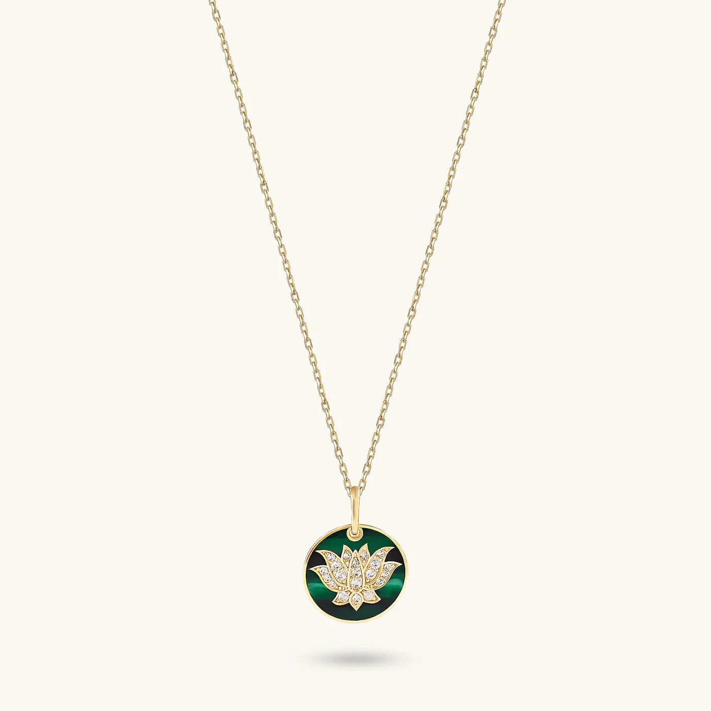Green Enamel Lotus Necklace - Image 4