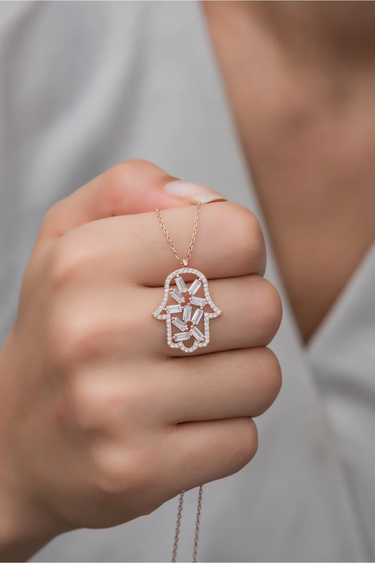 Joud Zircon Hamsa Necklace - Image 3