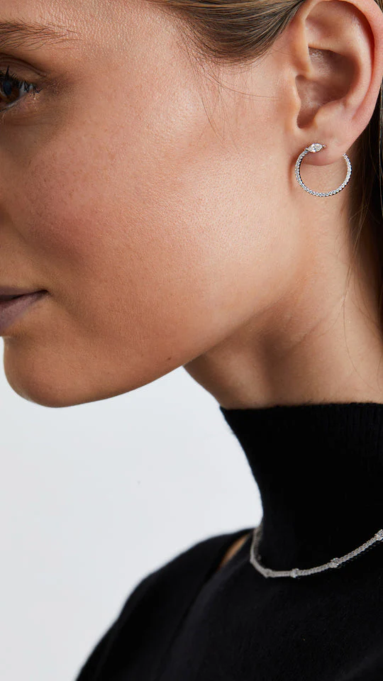 Juliette Marquise Silver Hoops - Image 3