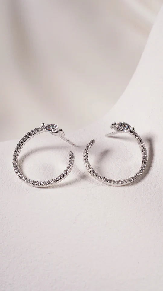 Juliette Marquise Silver Hoops - Image 6