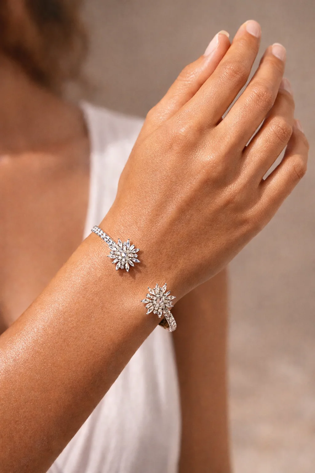 Just Blooming White Zircon Bangle - Image 2