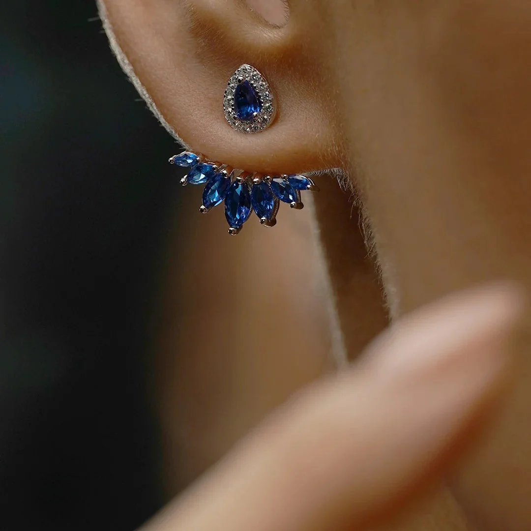 Lily Blue Sapphire Ear Jacket - Image 4