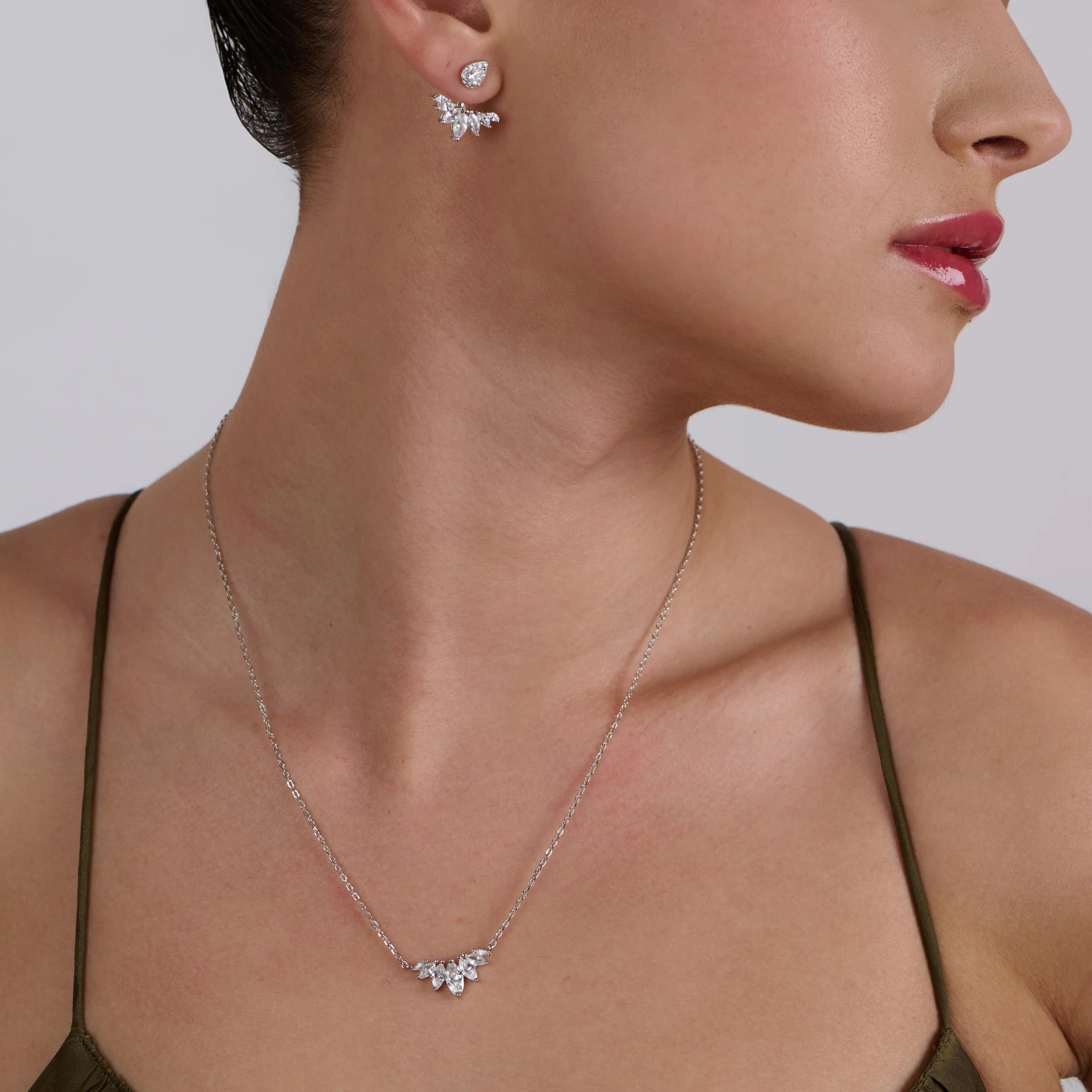 Lotus Necklace And Earrings Set