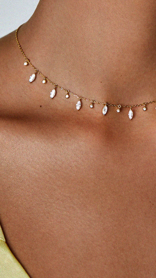 Marquise And Round Stones Adjustable Necklace