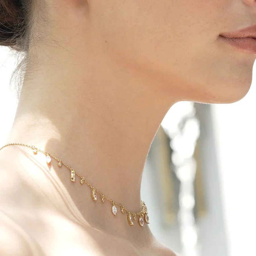 Marquise And Round Stones Adjustable Necklace - Image 11