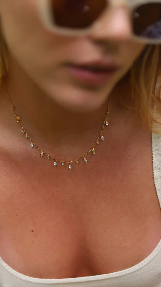 Marquise And Round Stones Adjustable Necklace - Image 15