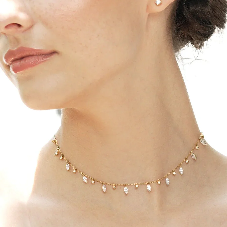 Marquise And Round Stones Adjustable Necklace - Image 2