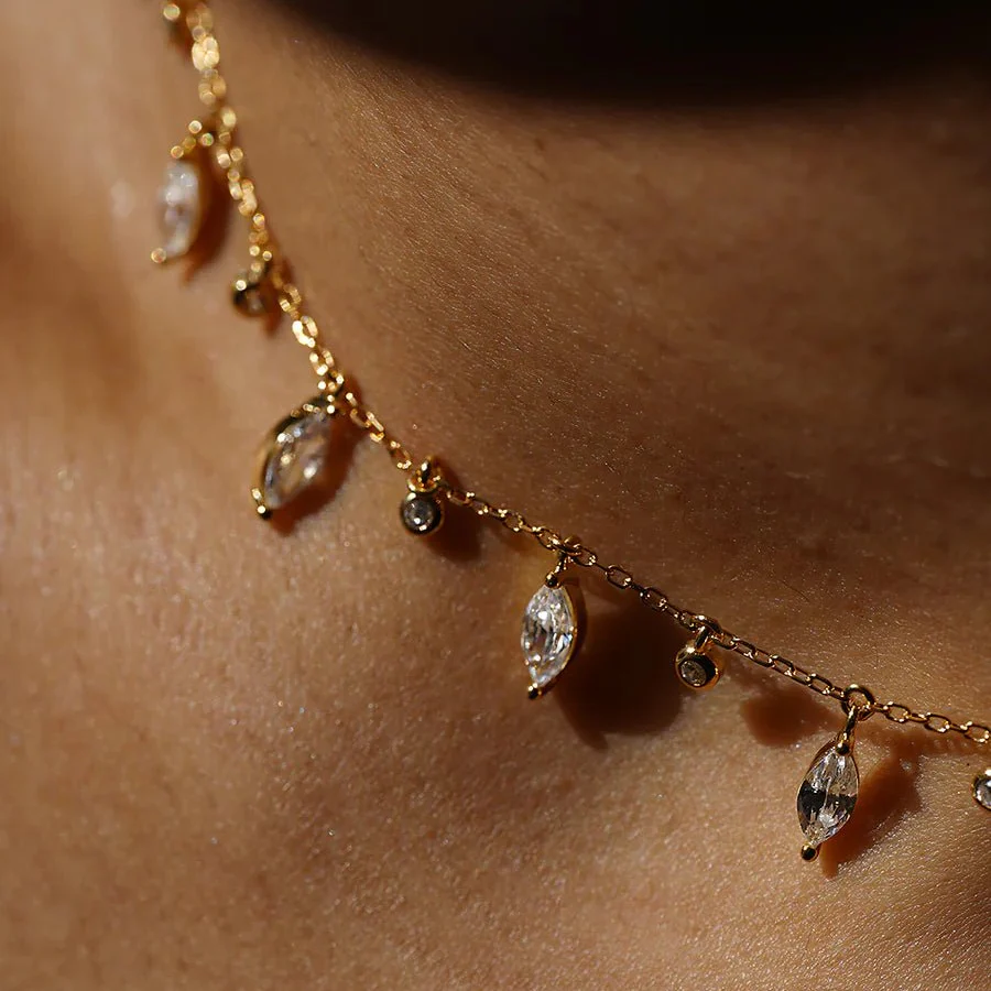 Marquise And Round Stones Adjustable Necklace - Image 3