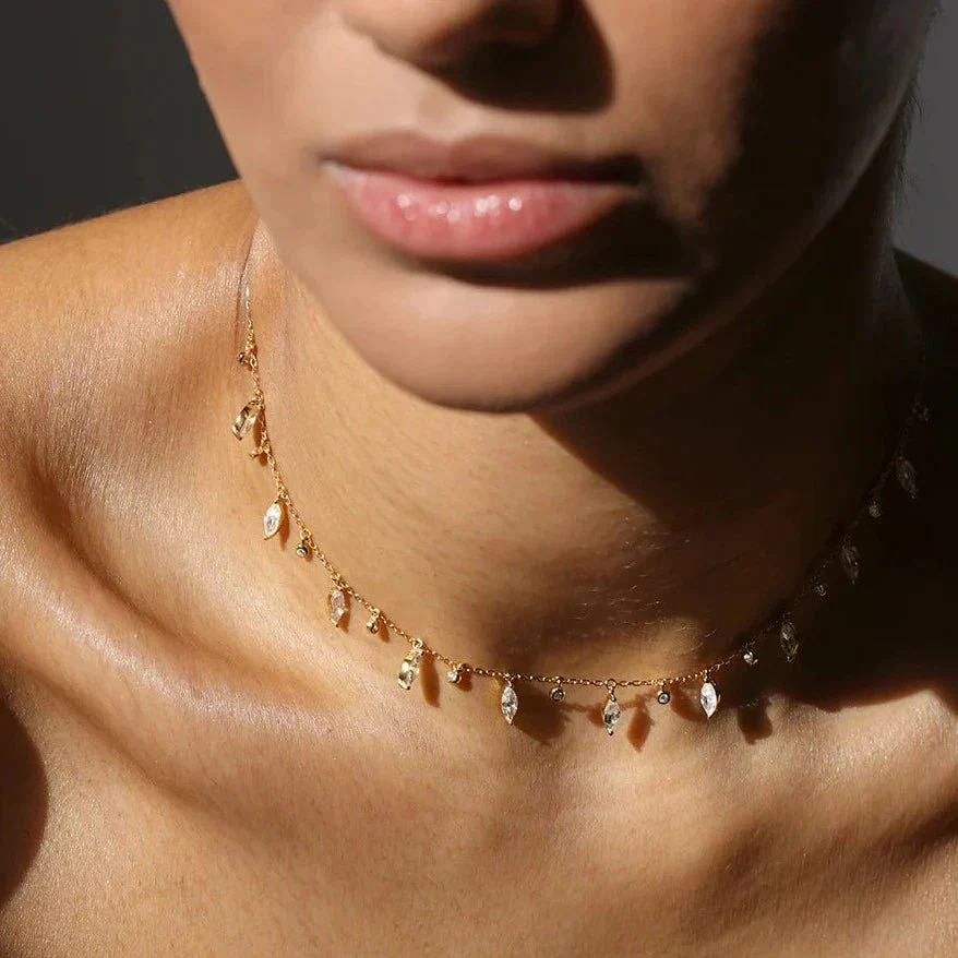 Marquise And Round Stones Adjustable Necklace - Image 6