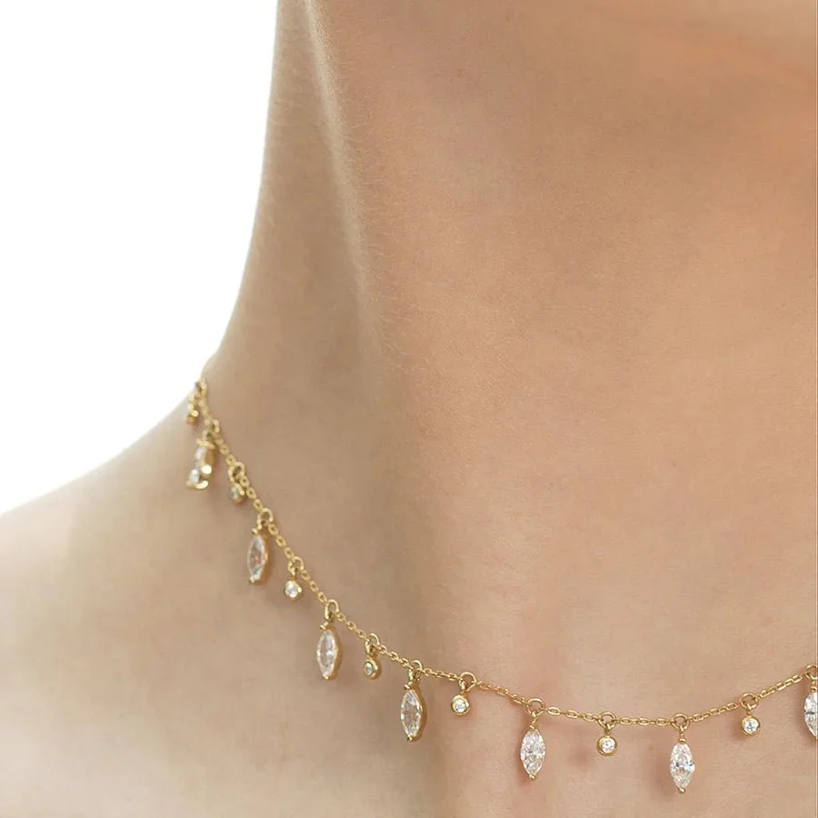 Marquise And Round Stones Adjustable Necklace - Image 8
