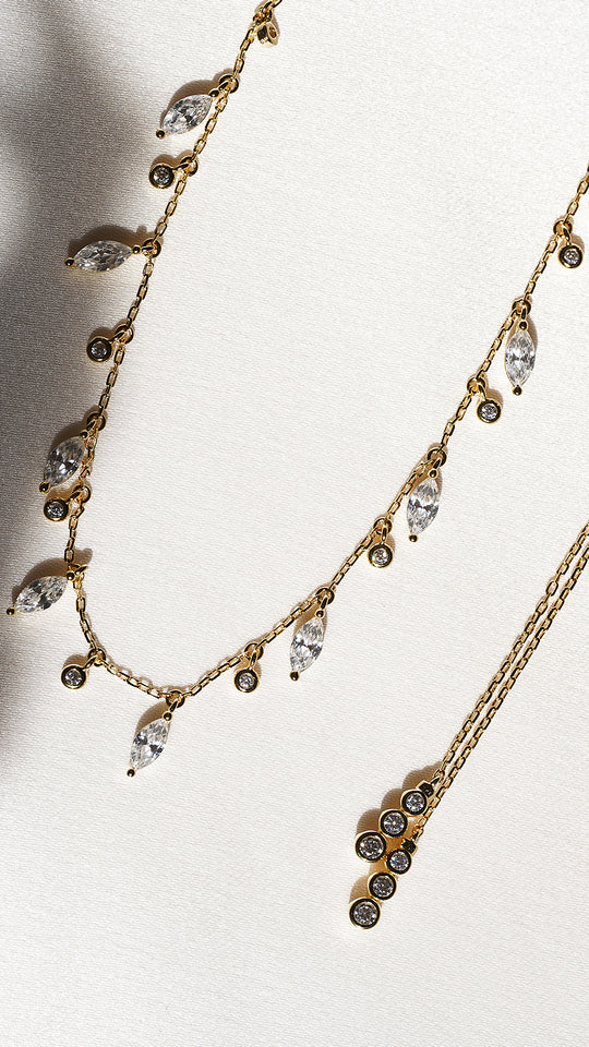 Marquise And Round Stones Adjustable Necklace - Image 9