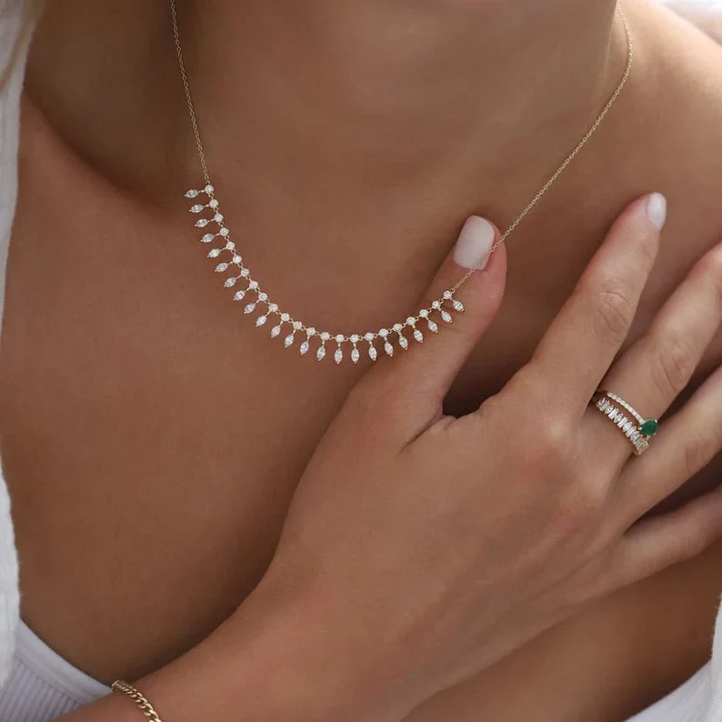 Queen’s Radiance Marquise Zircon Necklace - Image 4