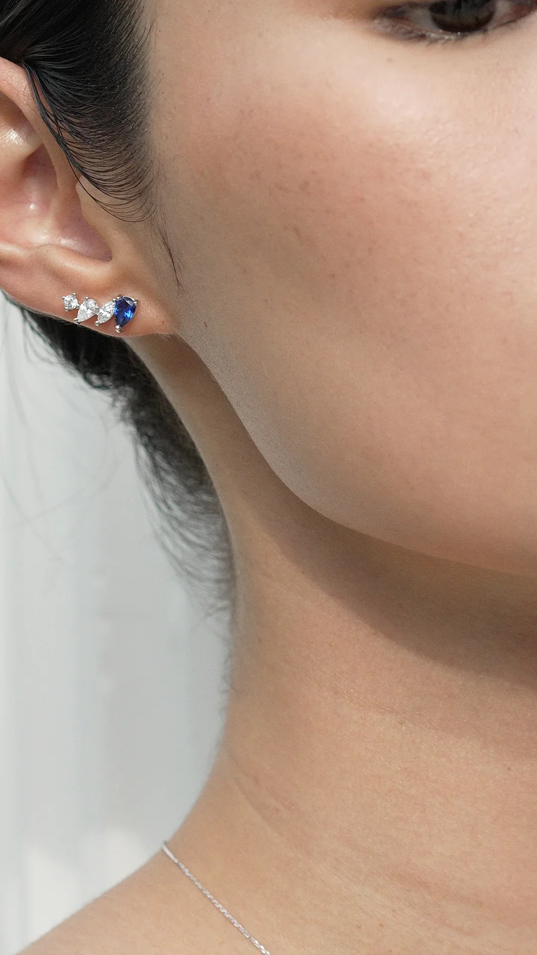 Marquise Blue Sapphire And Zircon Stones Earrings - Image 2