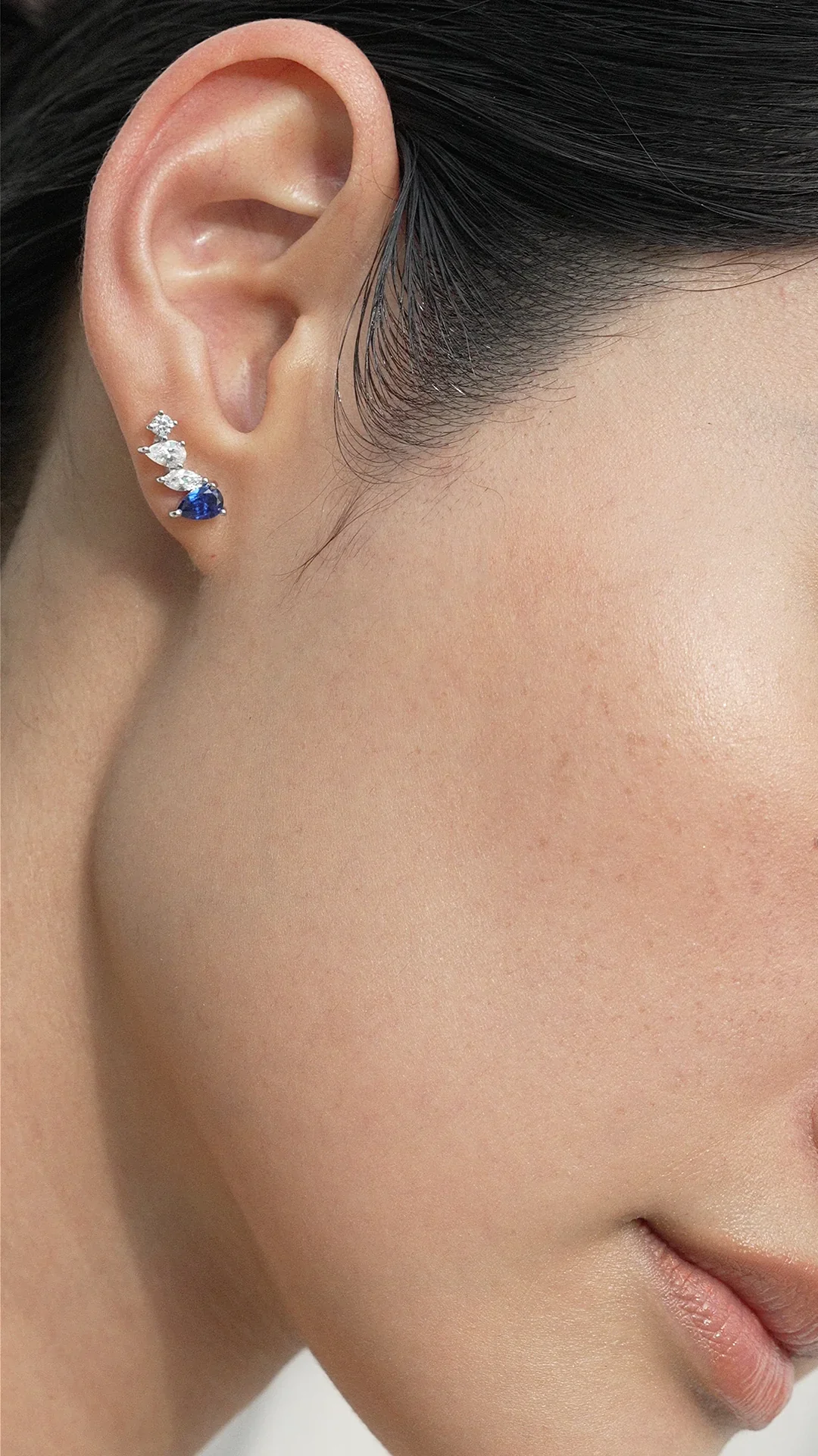 Marquise Blue Sapphire And Zircon Stones Earrings - Image 3