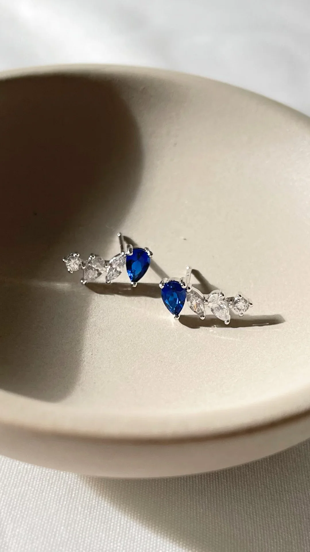 Marquise Blue Sapphire And Zircon Stones Earrings - Image 4