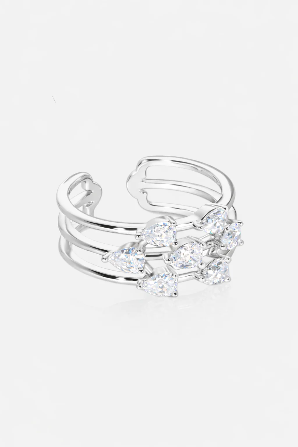 7 Pear Zircon Stones Ring Silver - Image 4