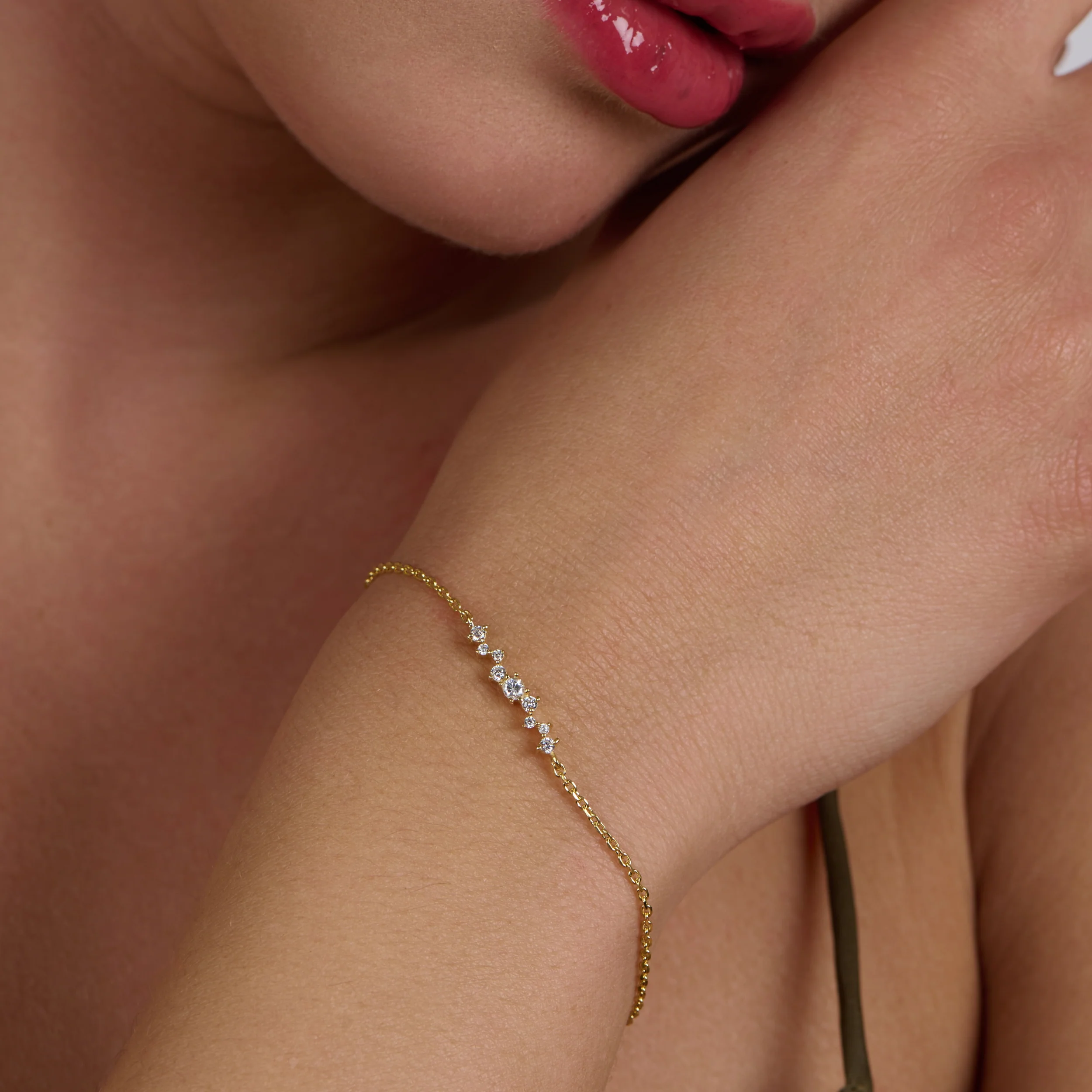 Multi Zircon Stones Gold Plated Bracelet - Image 3