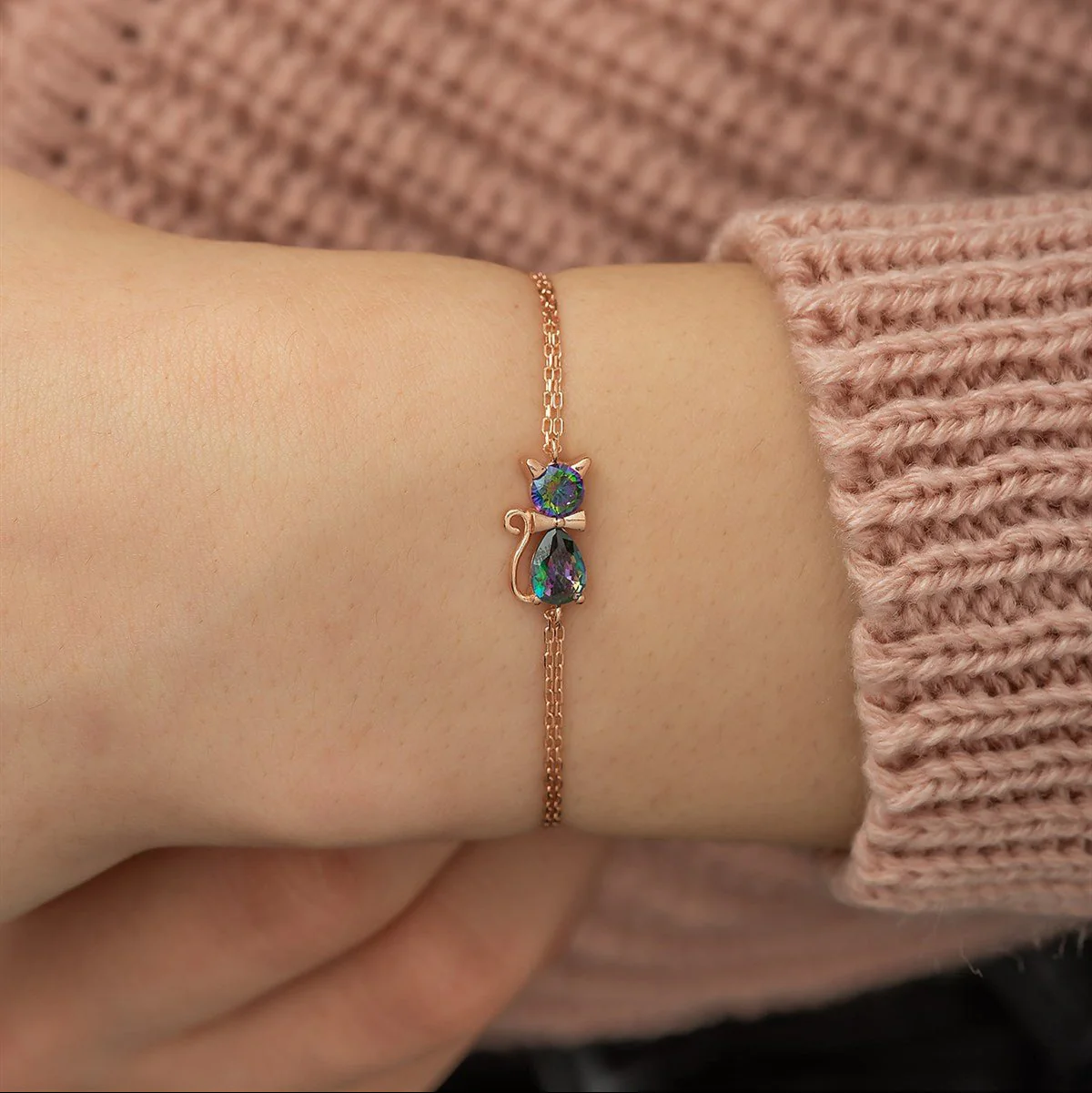Mystic Topaz Stone Cat Bracelet - Image 3