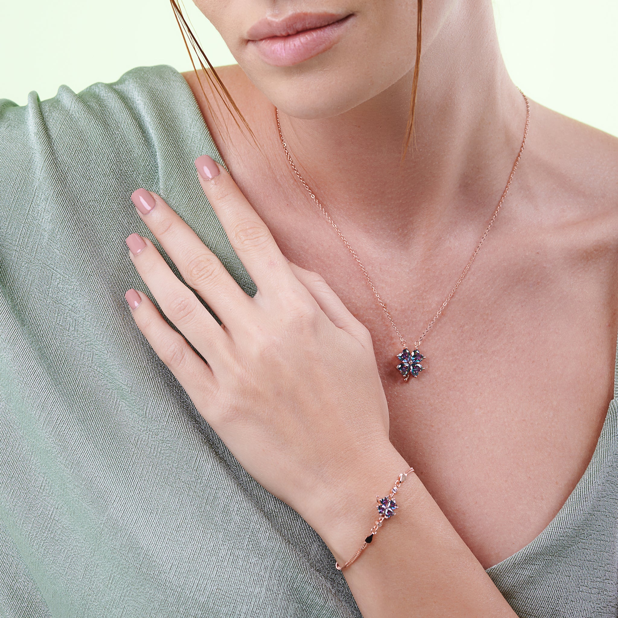 Luck Mystic Topaz Stone Necklace & Bracelet Set