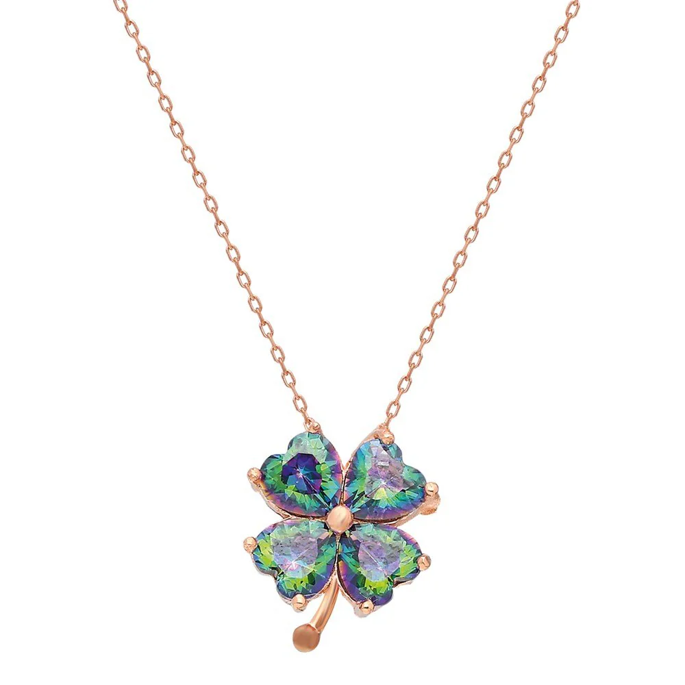 Luck Topaz Stone Flower Necklace - Image 3