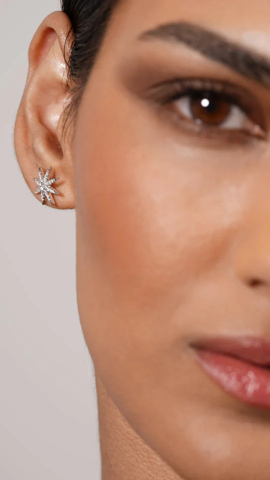 North Star Studs Silver Earrings - Image 3