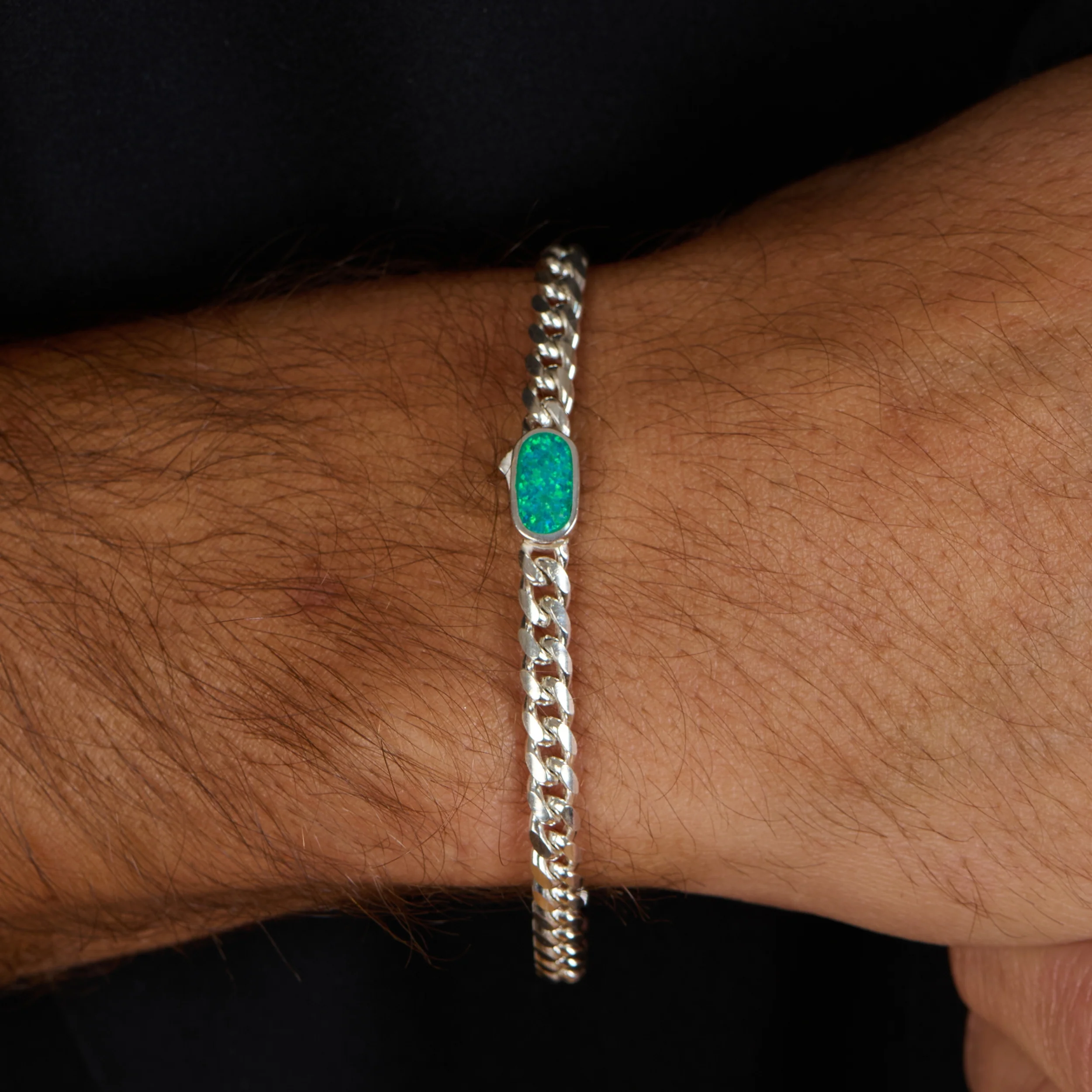 Opal Silver Men Bracelet - Image 2