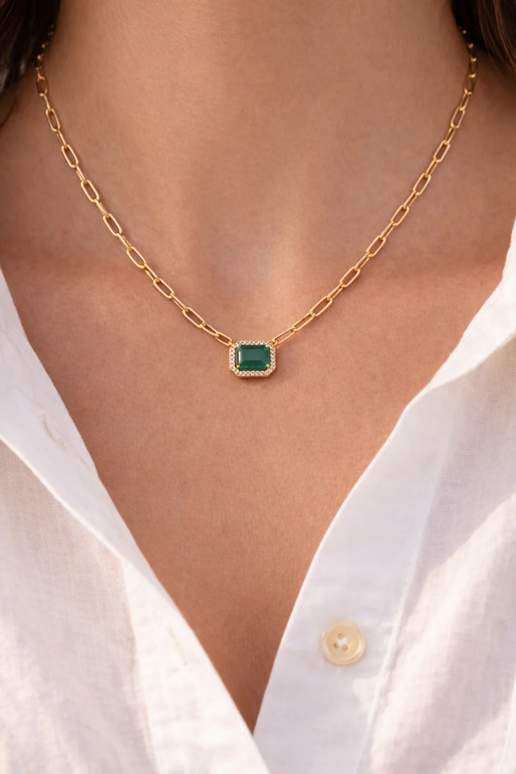Paperclip Emerald Necklace - Image 2