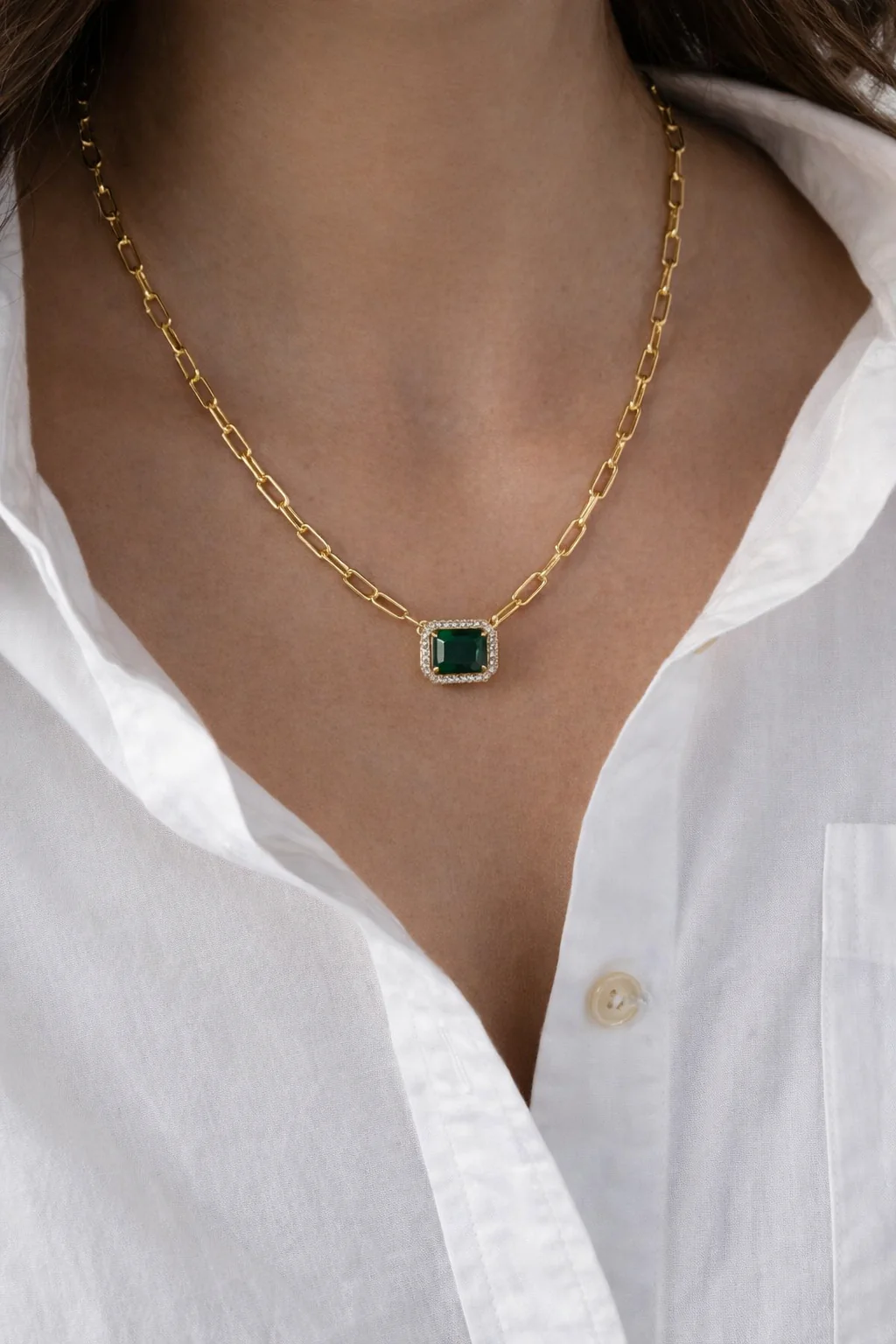 Paperclip Emerald Necklace - Image 3