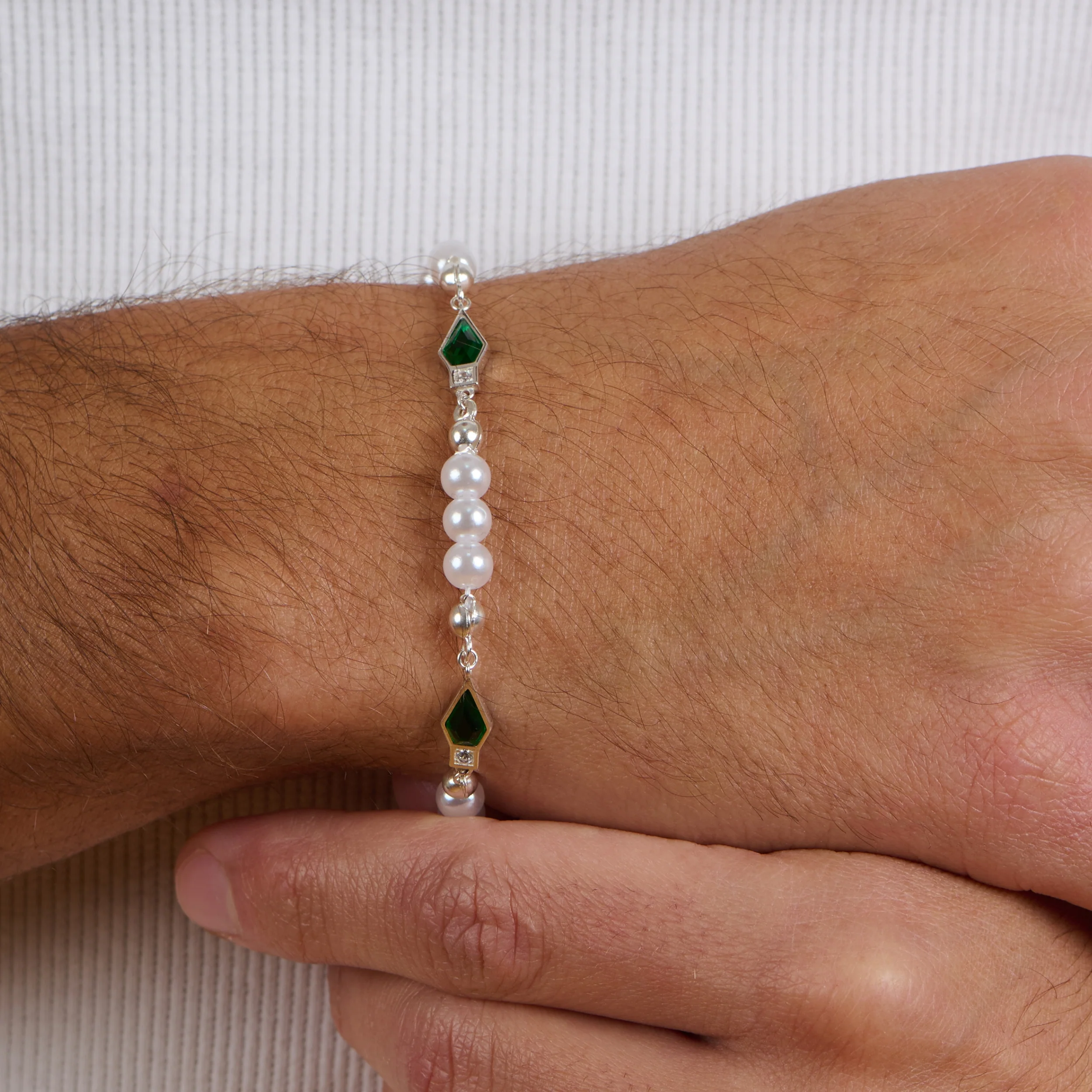 Emerald Pearl Men’s Bracelet - Image 2