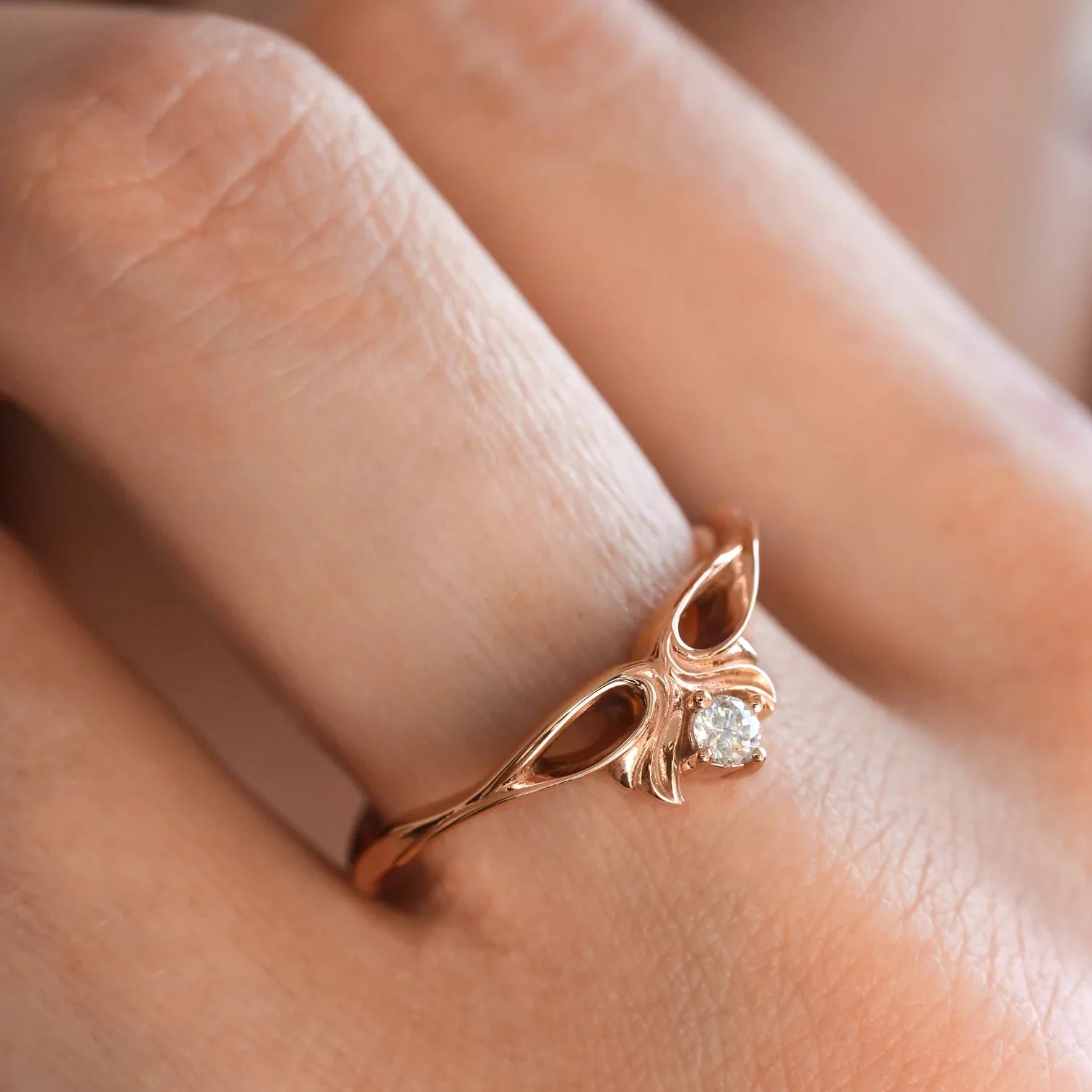 Pink Pear Stone 2 Set Ring - Image 5