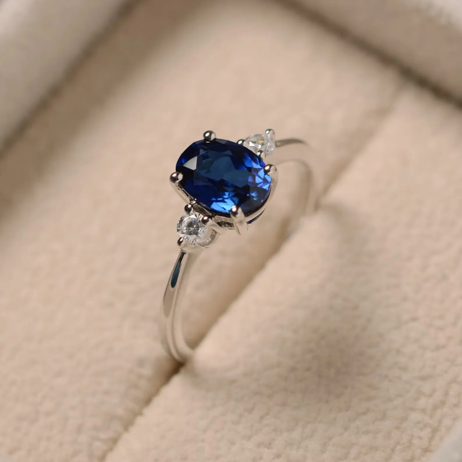 Promise Blue Sapphire Silver Ring - Image 3