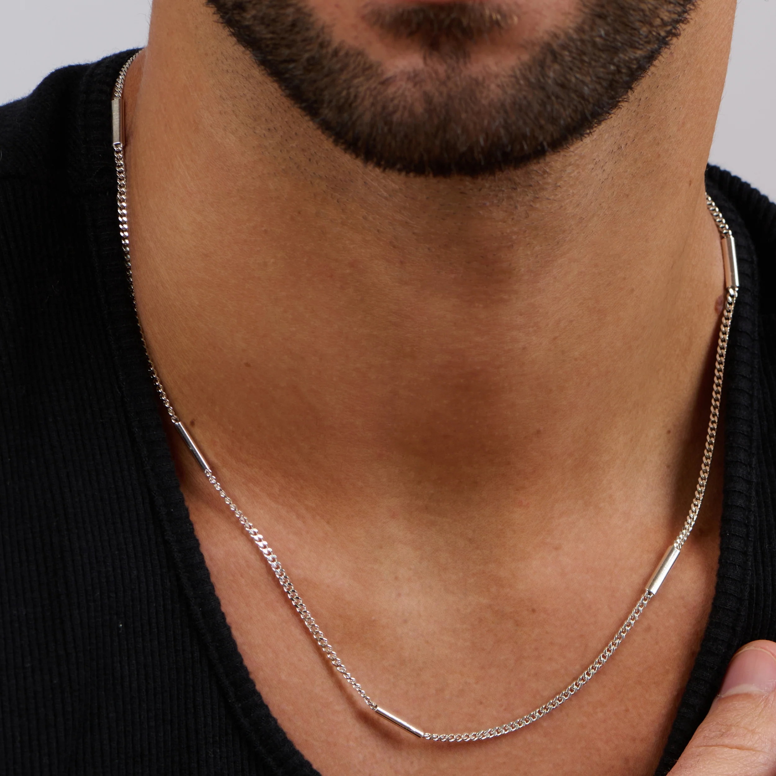 Curb Blocks Silver Chain - Image 3