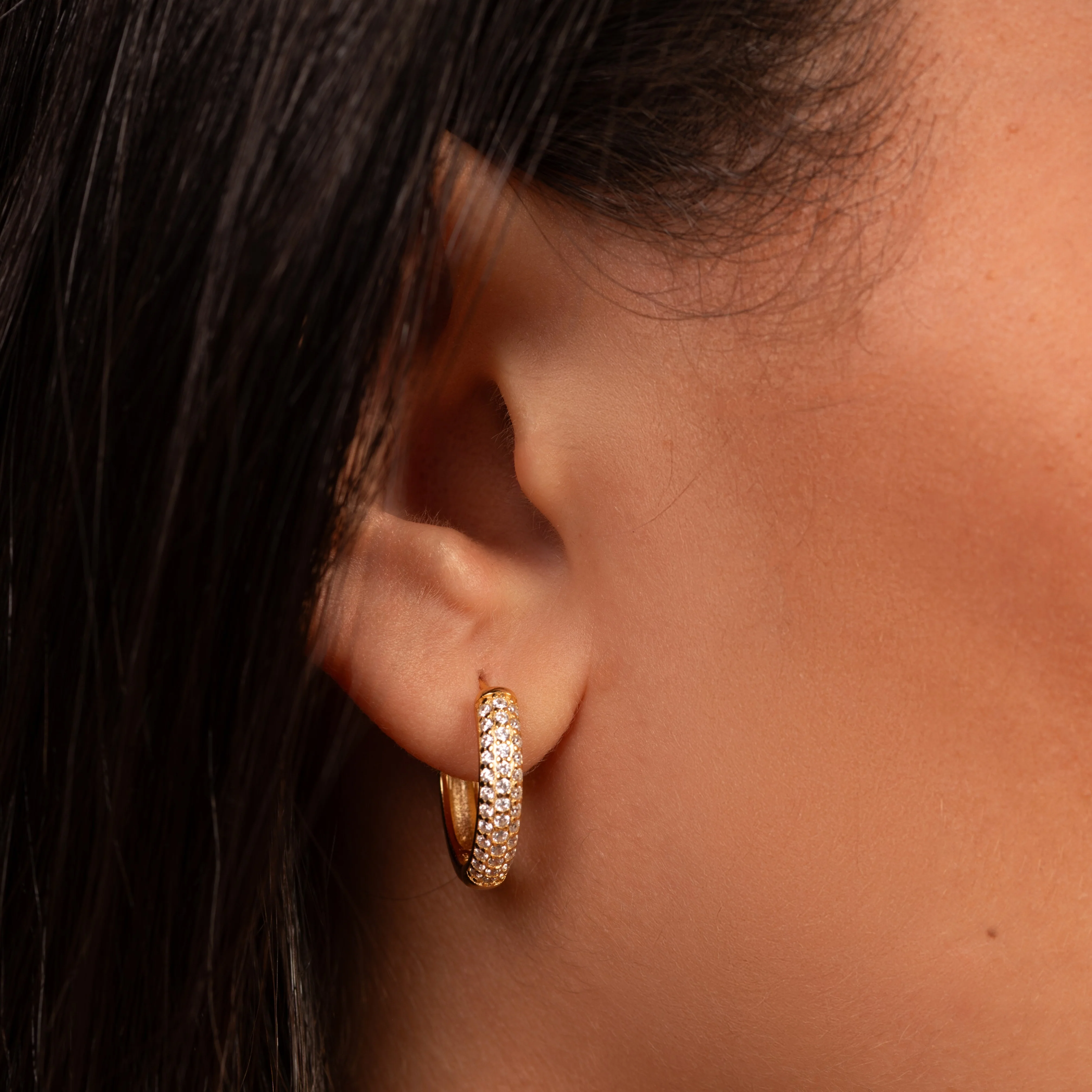 Zircon Cutie Huggie Gold Plating Earrings - Image 2