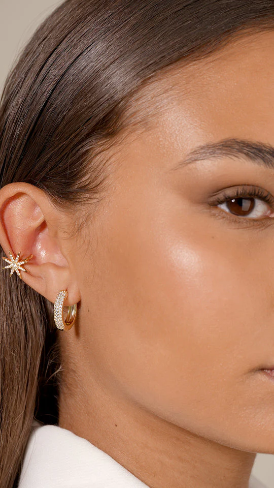 Zircon Cutie Huggie Gold Plating Earrings - Image 3