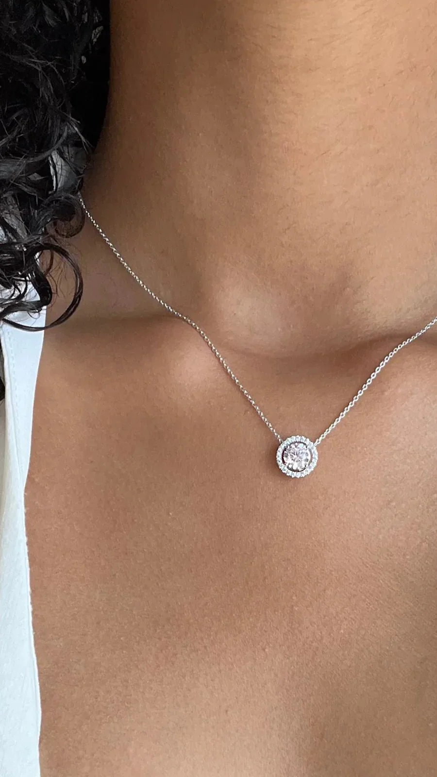 Round Zircon Solitaire Necklace - Image 2