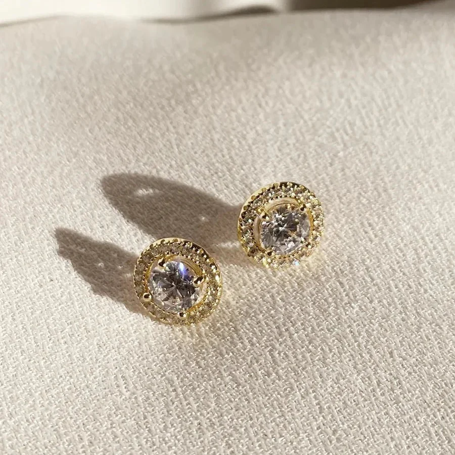 Round Zircon Gold Plating Earrings - Image 4