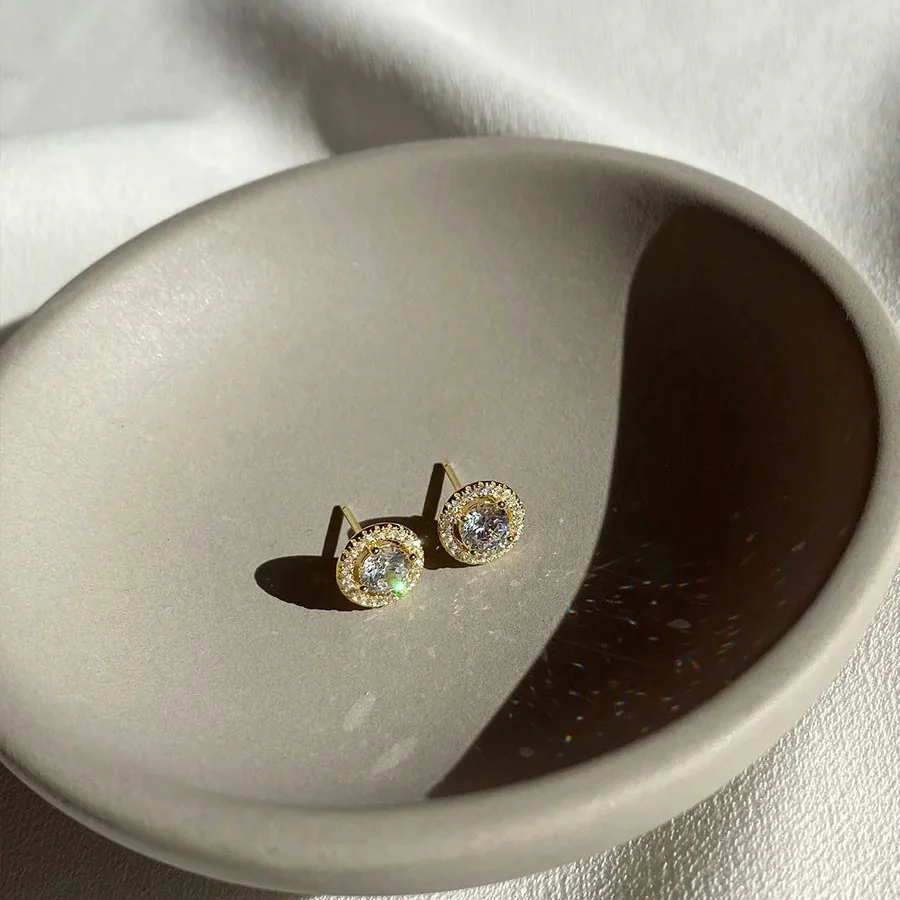 Round Zircon Gold Plating Earrings - Image 5