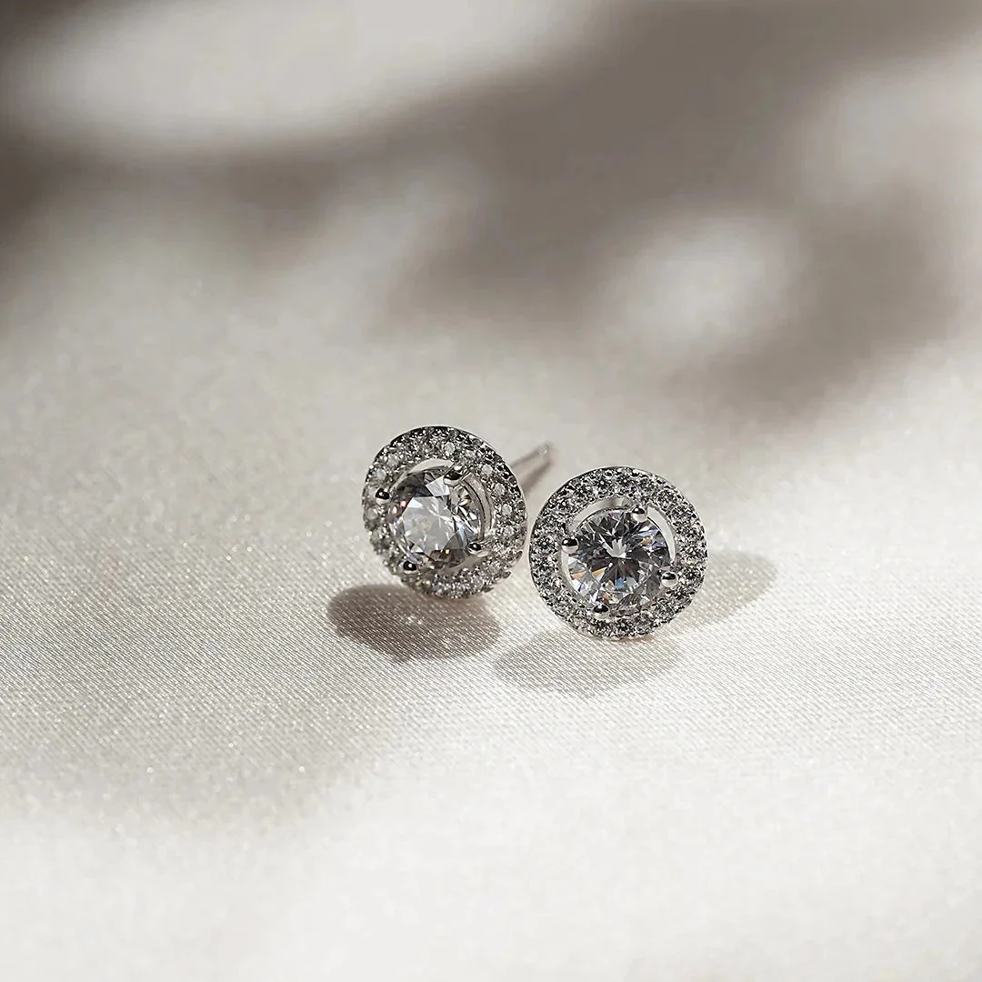 Round Zircon Solitaire Earrings