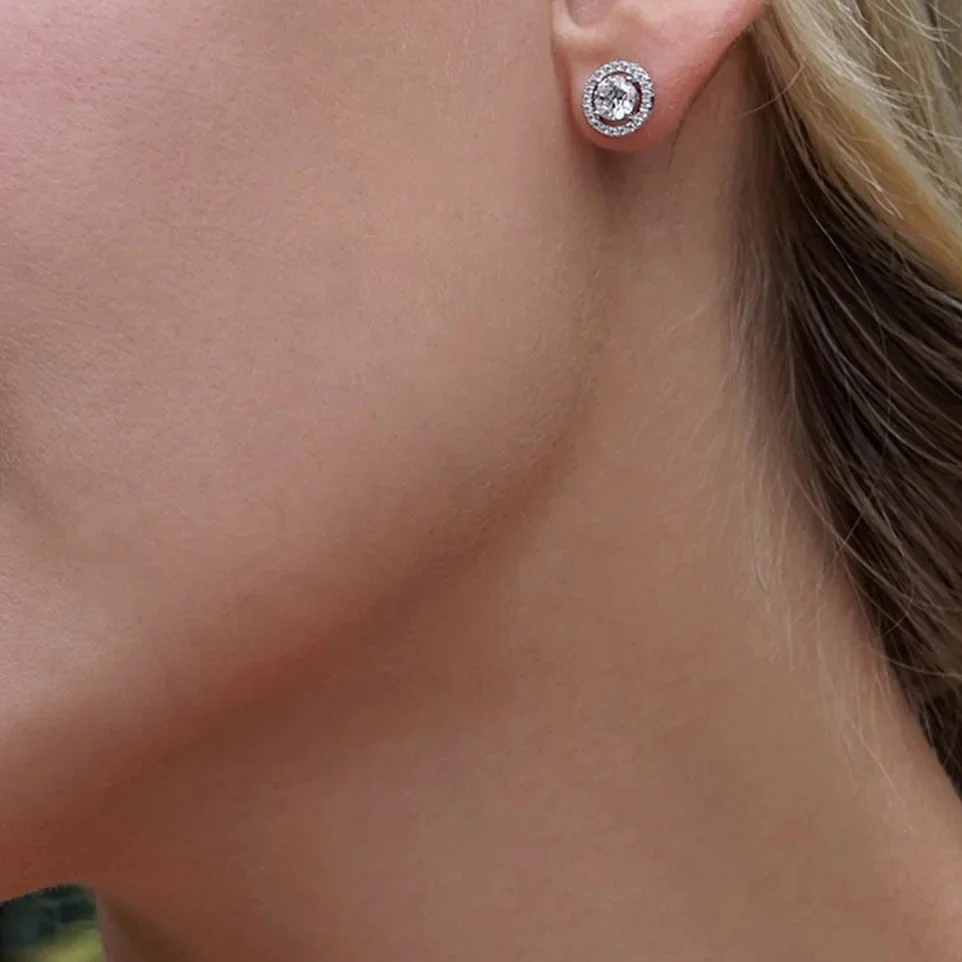 Round Zircon Solitaire Earrings - Image 2