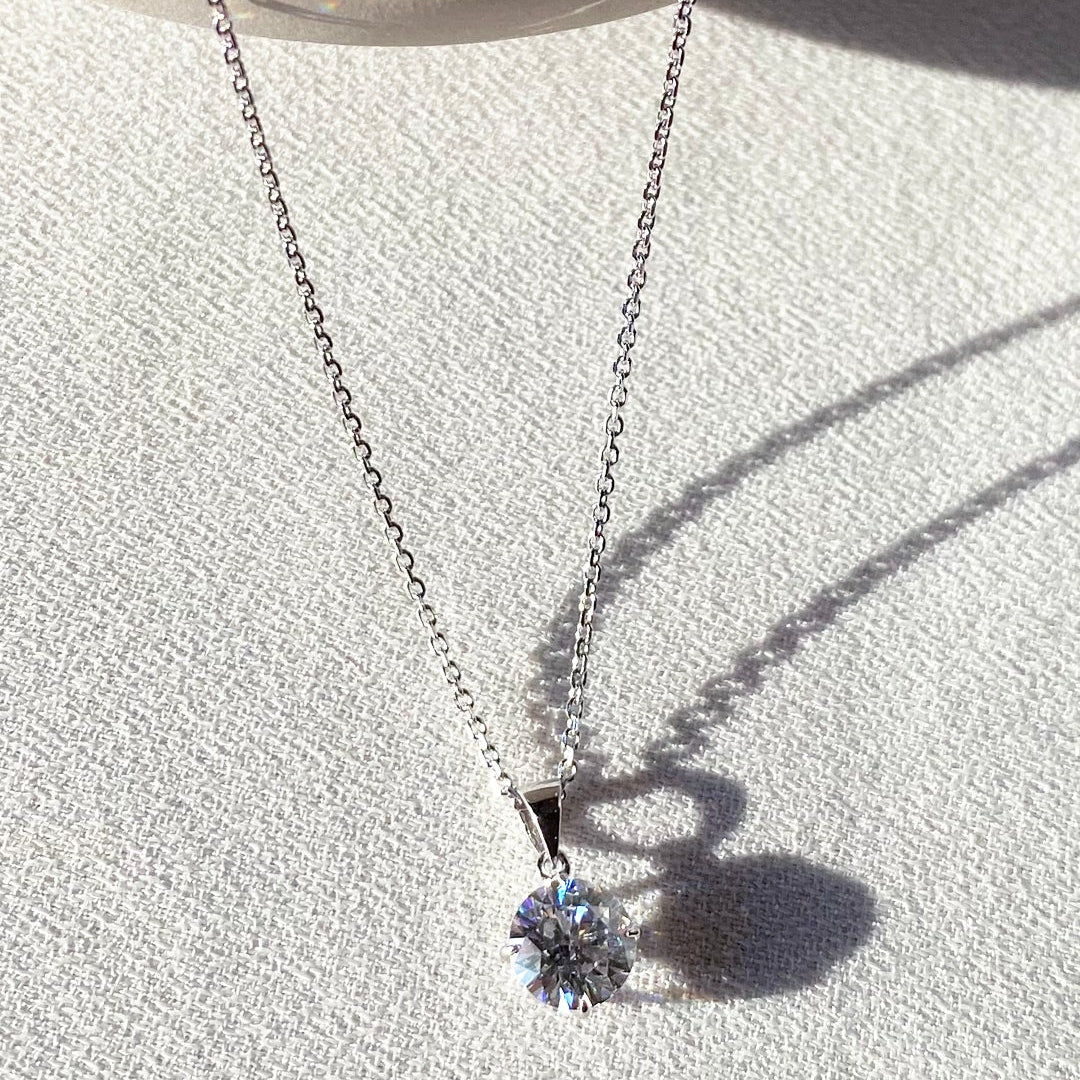 Round Zircon Stone Silver Necklace - Image 2