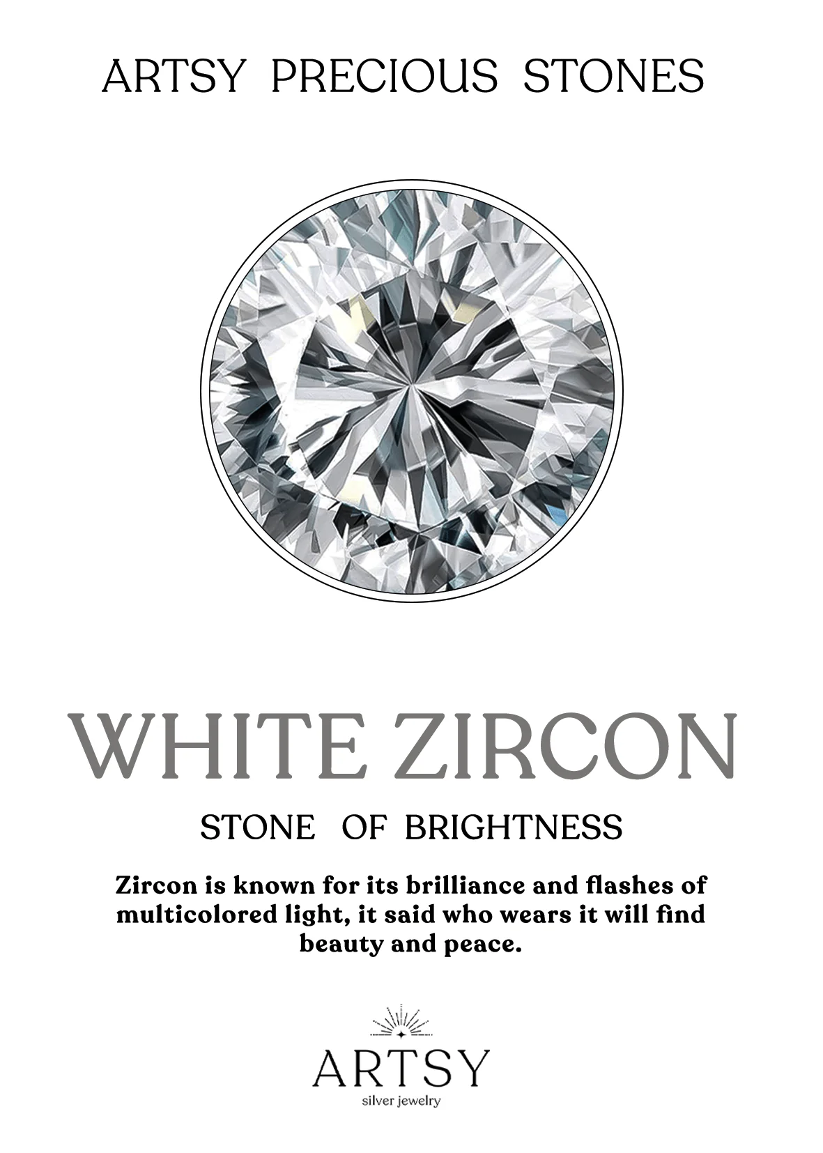 Round Zircon Stone Silver Necklace - Image 4