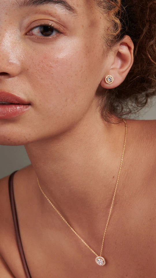 Round Zircon Stones Necklace Gold Plating - Image 3