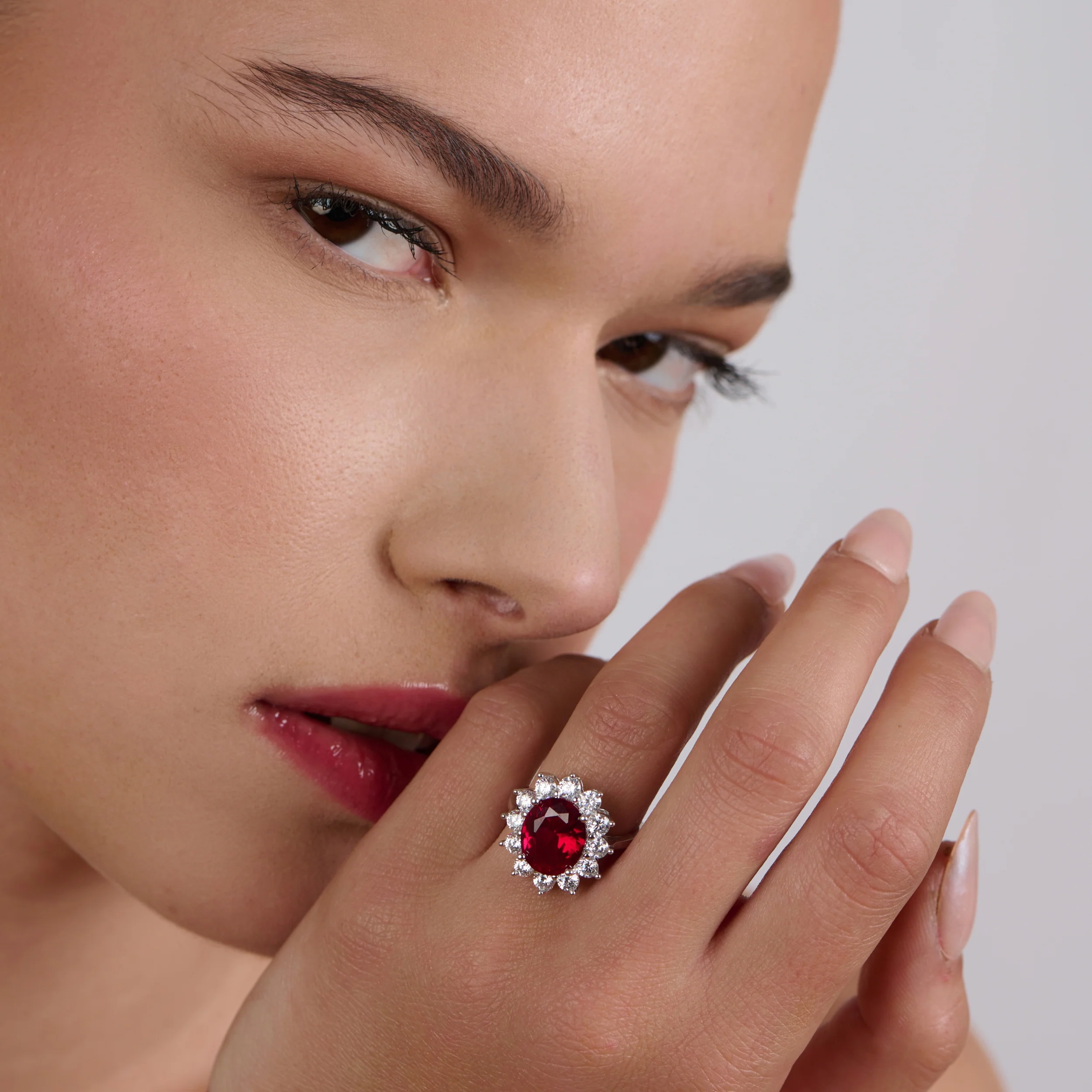 Queen’s Ruby Aura Silver Ring - Image 2