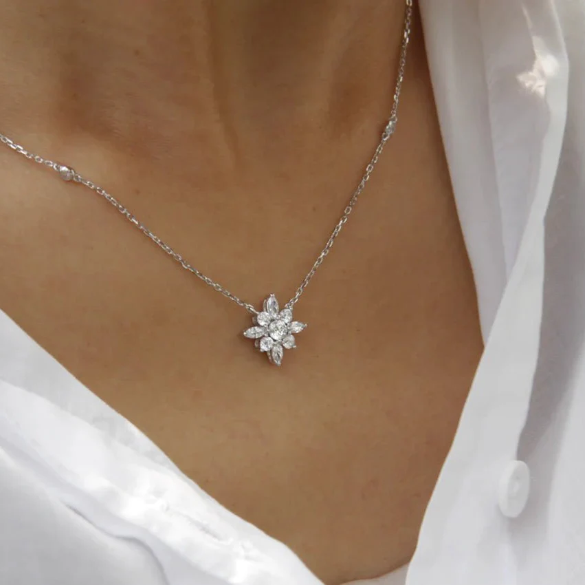 Shiny Zircon Stone Necklace & Earrings Set - Image 3