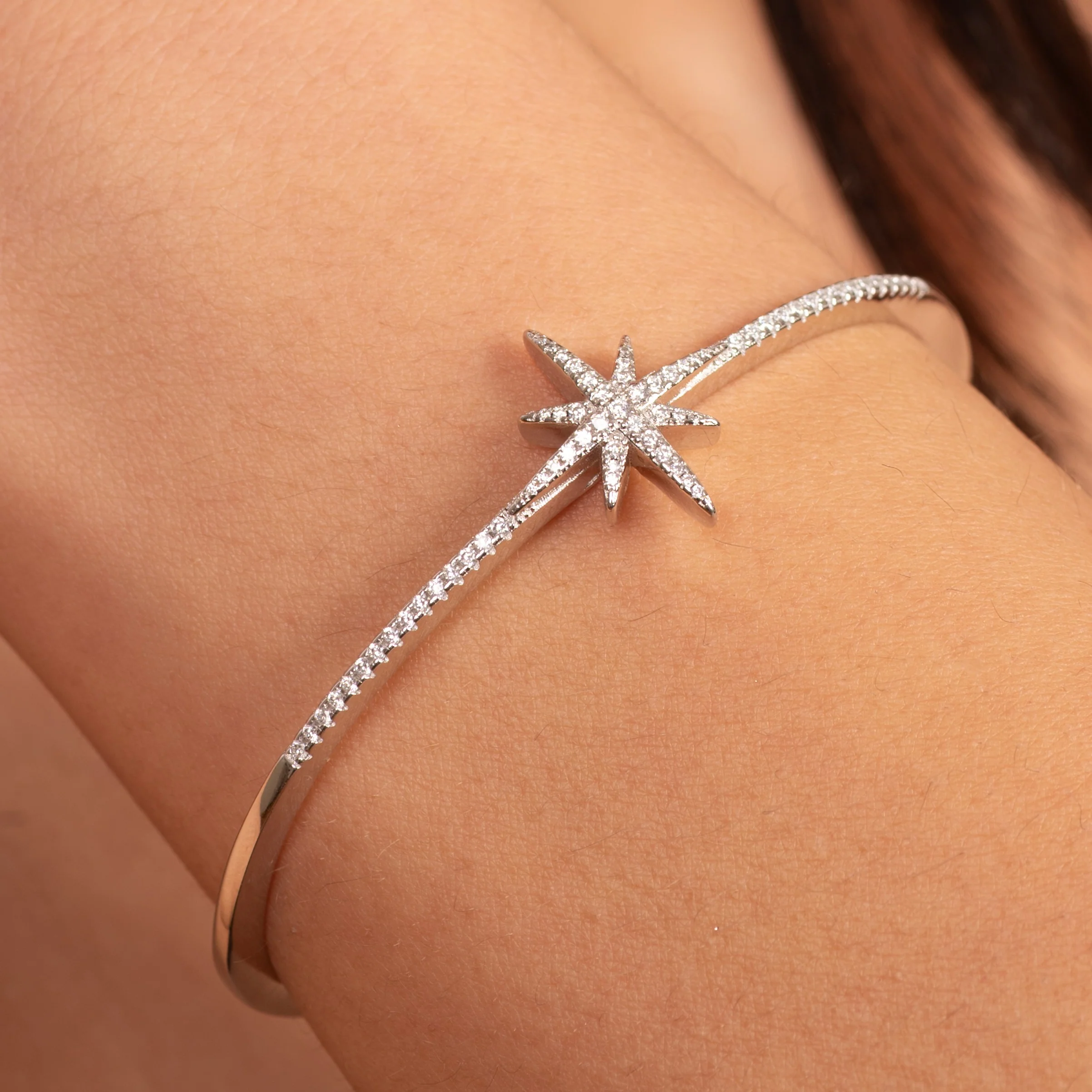 Silver Pole Star Bangle - Image 4