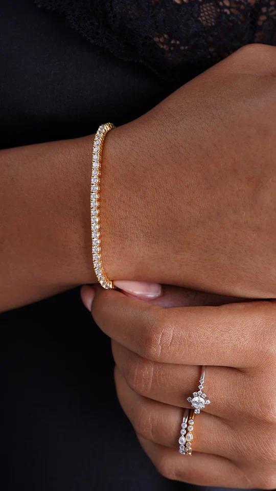 3mm Tennis Bracelet Gold Plated - Image 6