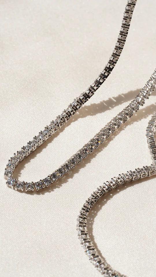 3mm Tennis Necklace Silver - Image 10
